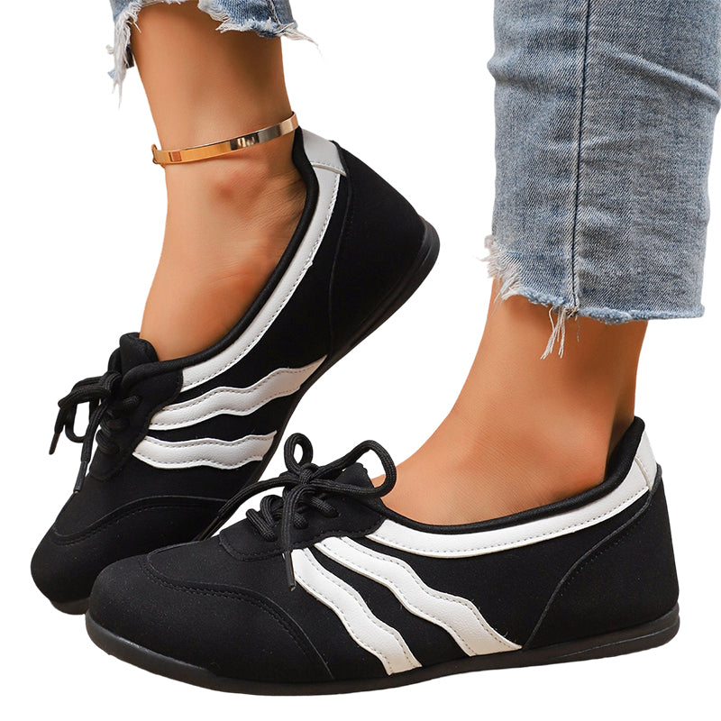 Women's Retro Wave Stripe Lace-Up Sneakers