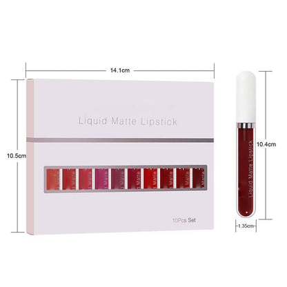 ⏳Time-Limited Special⏰10Pcs Matte Waterproof  Long Lasting Lip Gloss