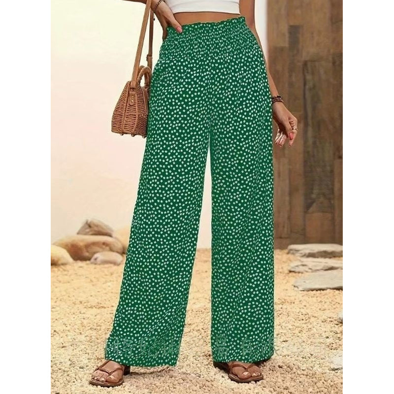 Women's Smocked High Waist Wide Leg Pants👖