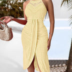 Sleeveless Irregular Halter Dress For Women