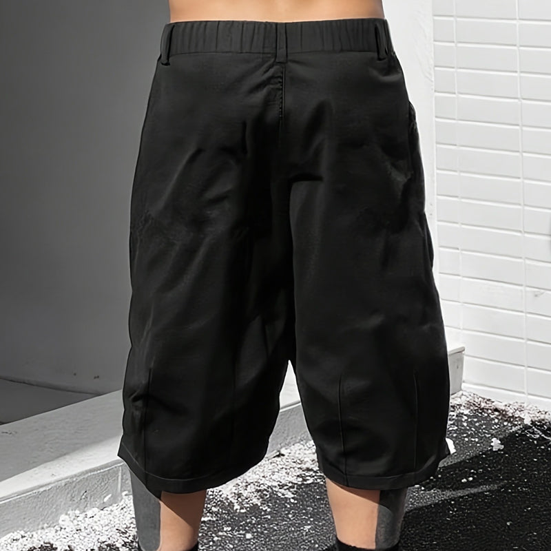 👖 Men's Plus Size Capri Pants – Wide-Leg Loose Fit, Drawstring Waist & Large Pockets ✨