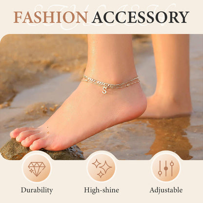 Layered Gold Ankle Bracelet for Women