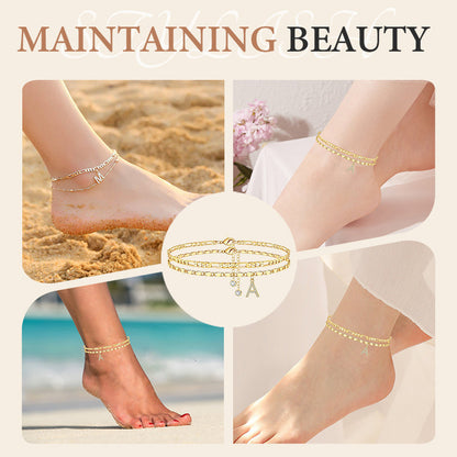 Layered Gold Ankle Bracelet for Women