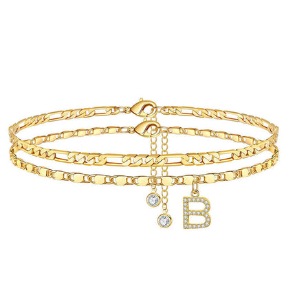 Layered Gold Ankle Bracelet for Women