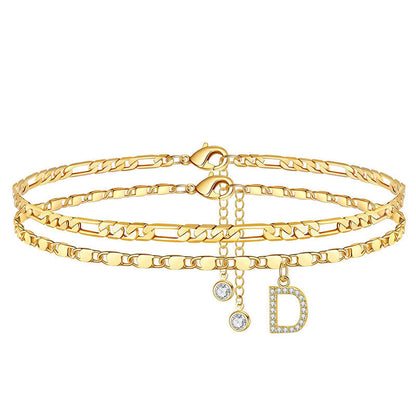 Layered Gold Ankle Bracelet for Women