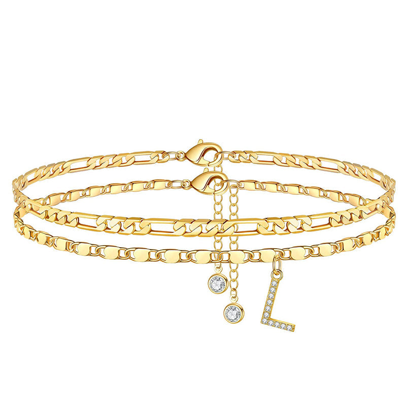 Layered Gold Ankle Bracelet for Women