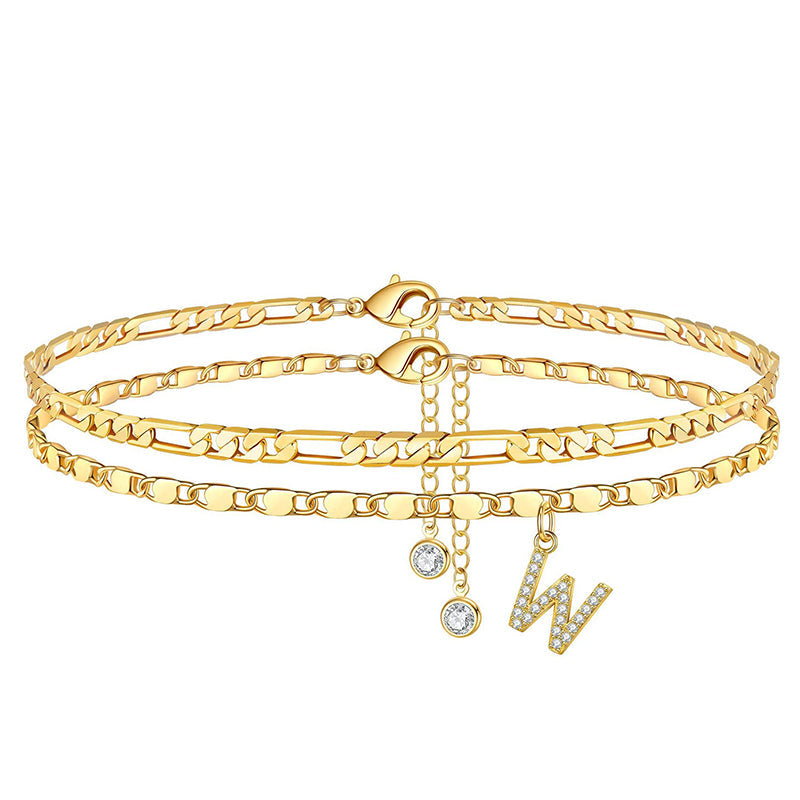 Layered Gold Ankle Bracelet for Women