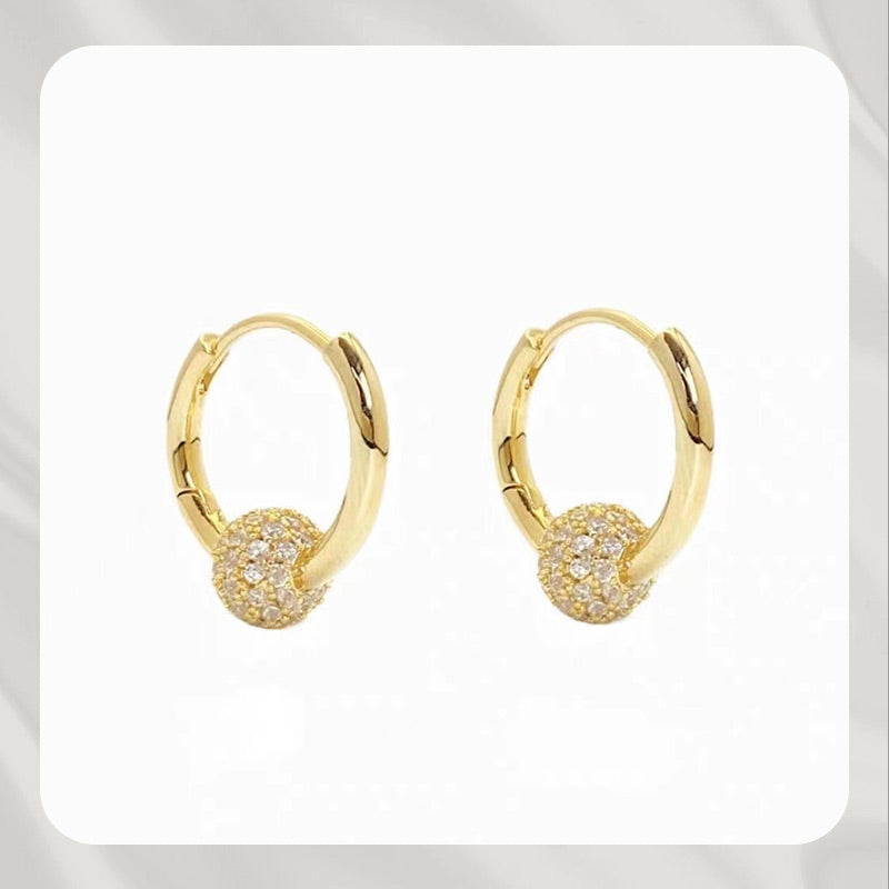 💍 Gold Circle Earrings with Small Ball – Delicate, Lightweight & Versatile ✨