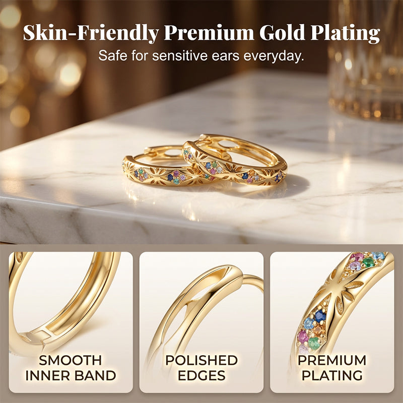 Sparkling Zircon Hollow Hoop Earrings