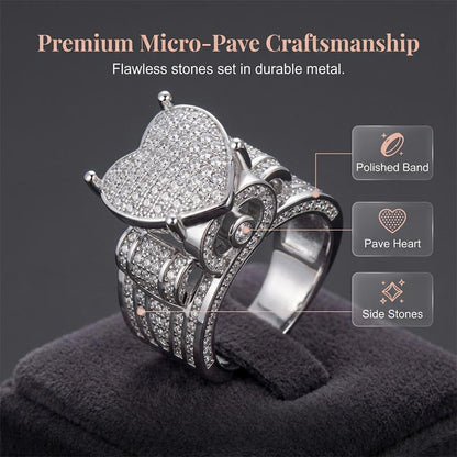 Sparkling Heart-Shaped Ring for Women