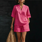🍀Women's Casual V-Neck Two-Piece Short Set
