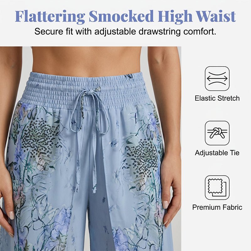 🌷Summer Cool Dea🎉Women's Printed Wide-Leg Drawstring Trousers