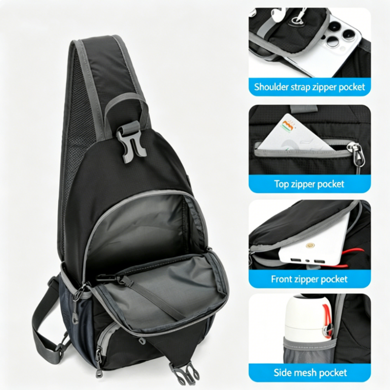 🎒Men's Outdoor Sling Crossbody Bag – Multi-Pocket, Water-Resistant, Breathable Back 🌦️