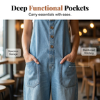 🔥Women's Casual Baggy Denim Overalls with Pockets