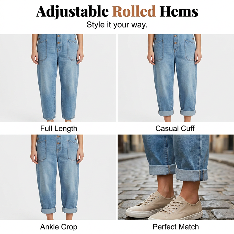 🔥Women's Casual Baggy Denim Overalls with Pockets