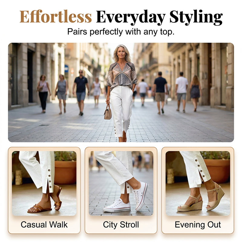 Summer Breathable Cropped Trousers with Pockets