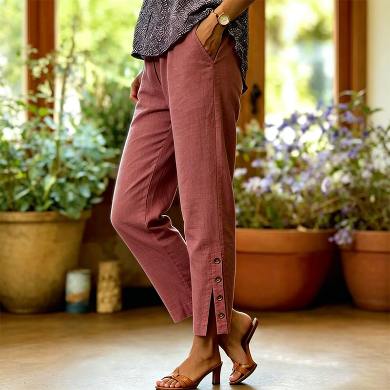 Summer Breathable Cropped Trousers with Pockets