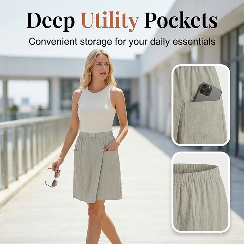 💃Women's Casual Elastic Waist Wrap Skort