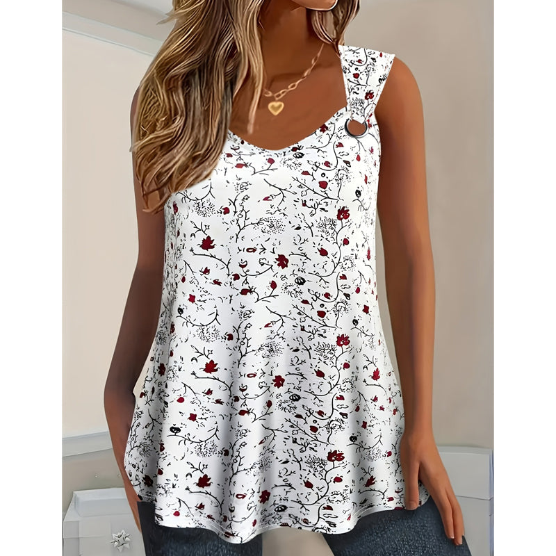 🌸 Women's Floral Print Tank Top – Chic V-Neck & Flowy Fit – Summer Wardrobe Essential 🌞