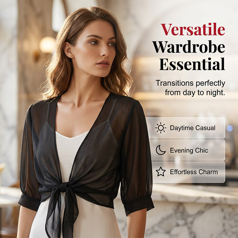 ⏳Time-Limited Special⏰Women's Chiffon Tie-Front Top – Summer Layering Essential 🍃
