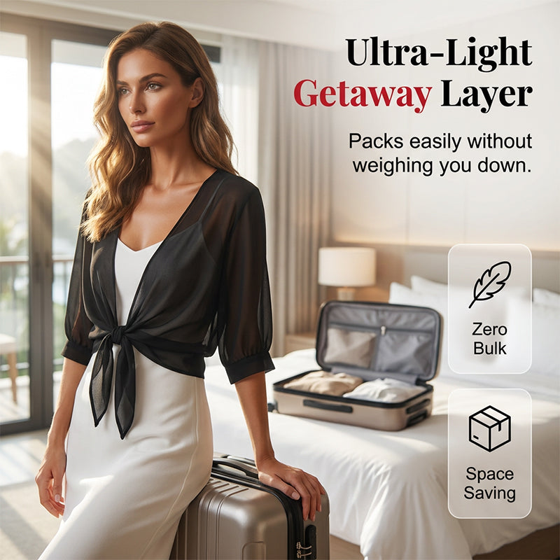 ⏳Time-Limited Special⏰Women's Chiffon Tie-Front Top – Summer Layering Essential 🍃