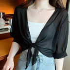 ⏳Time-Limited Special⏰Women's Chiffon Tie-Front Top – Summer Layering Essential 🍃