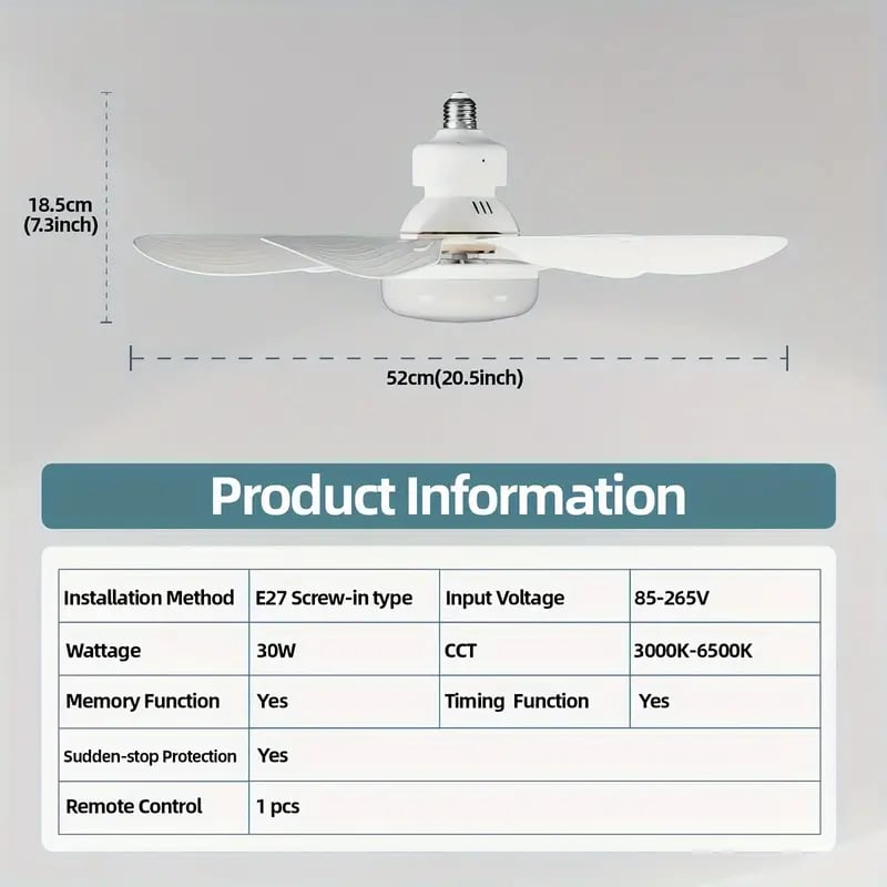 🔥2-IN-1 PORTABLE CEILING FAN & LIGHT with Remote Control