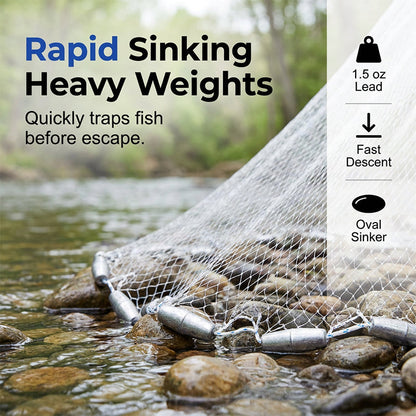 🎣 Easy-Throw Cast Net – Fast-Sinking Weighted Mesh for Freshwater & Saltwater Fishing 🐟