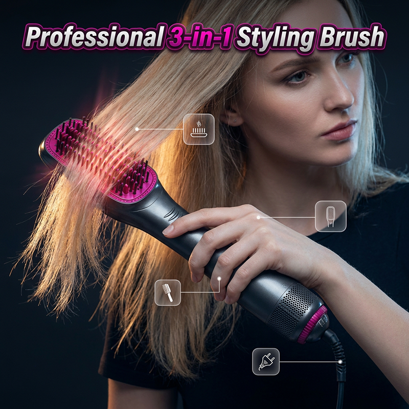 💥Professional 3-in-1 Hot Air Brush – Dry, detangle & volumize – 162K+ sold, salon results at home – smooth & shiny ✨🌀💨