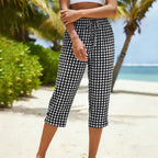 Gingham Capri Pants – Drawstring Comfort & Breathable Cotton-Linen