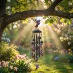 🎵💥 Vintage Metal Wind Chimes | Elegant Black Aluminium Garden Decor with Bird & Butterfly Accents for Patio & Porch