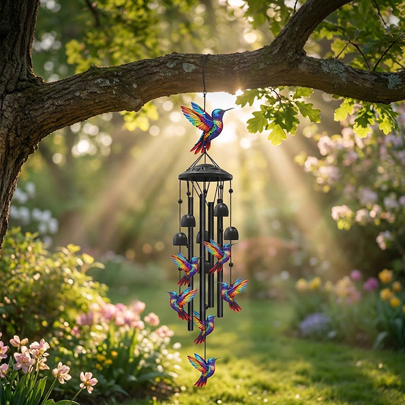🎵💥 Vintage Metal Wind Chimes | Elegant Black Aluminium Garden Decor with Bird & Butterfly Accents for Patio & Porch