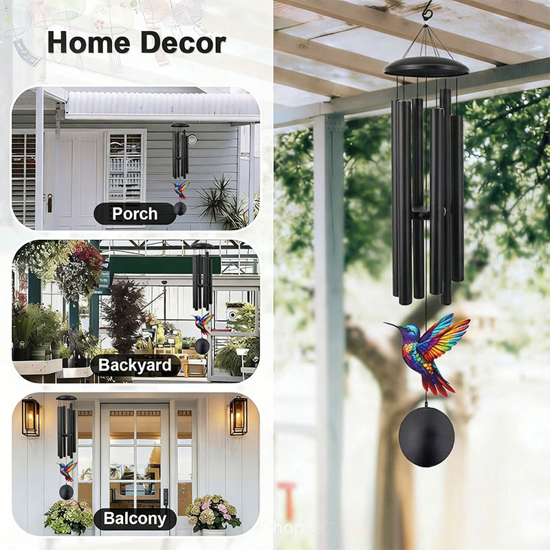 🎵💥 Vintage Metal Wind Chimes | Elegant Black Aluminium Garden Decor with Bird & Butterfly Accents for Patio & Porch