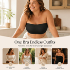 🤎Convertible Strapless Bandeau Bra with Wireless Comfort, Anti-Slip Grip & Removable Straps