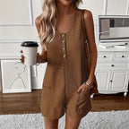 Women's Sleeveless Button-Front Romper