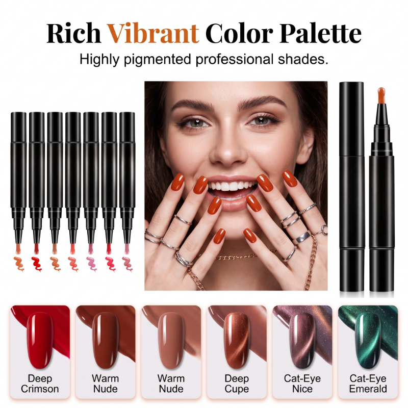 ✨ One-Step Gel Nail Polish Pen | Solid & Cat Eye Finish