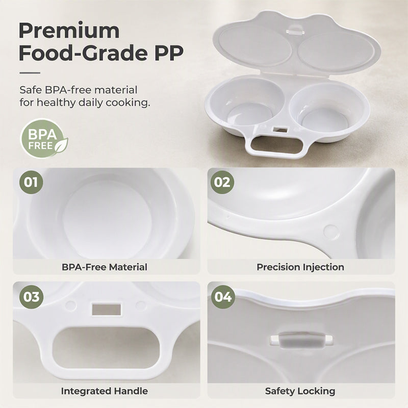 📢BUY 1 GET 1 FREE! 🍳 Dual Cavity Microwave Egg Poacher – Quick Oil-Free Cooking, Food-Grade PP & Versatile Kitchen Essential 💫