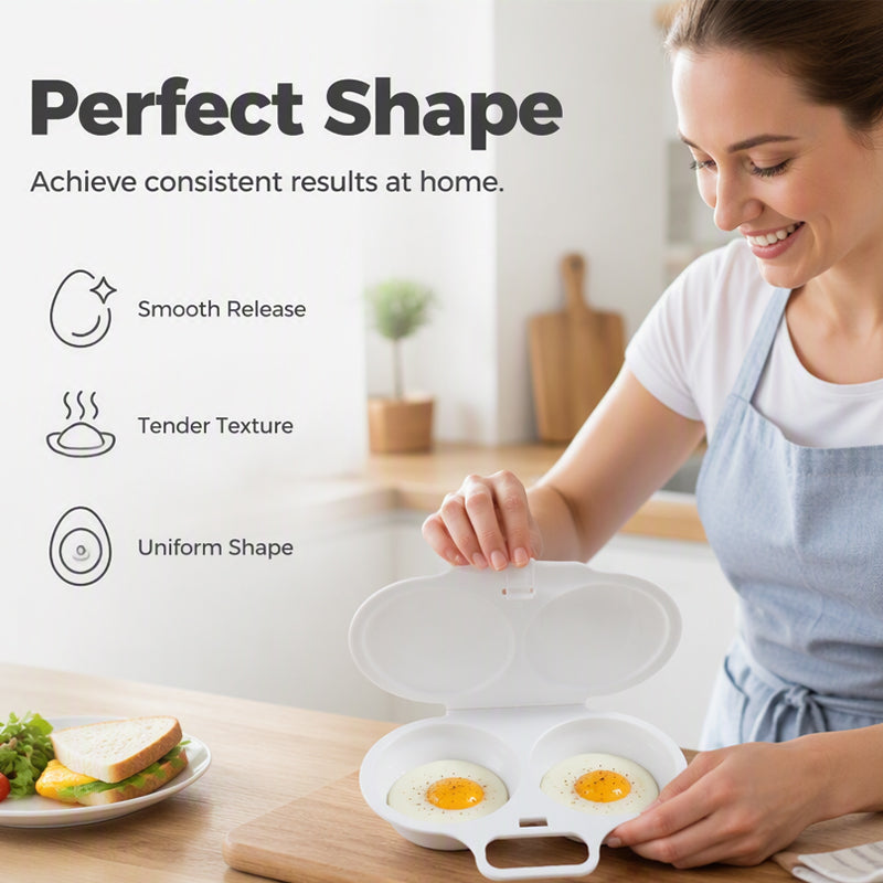 📢BUY 1 GET 1 FREE! 🍳 Dual Cavity Microwave Egg Poacher – Quick Oil-Free Cooking, Food-Grade PP & Versatile Kitchen Essential 💫