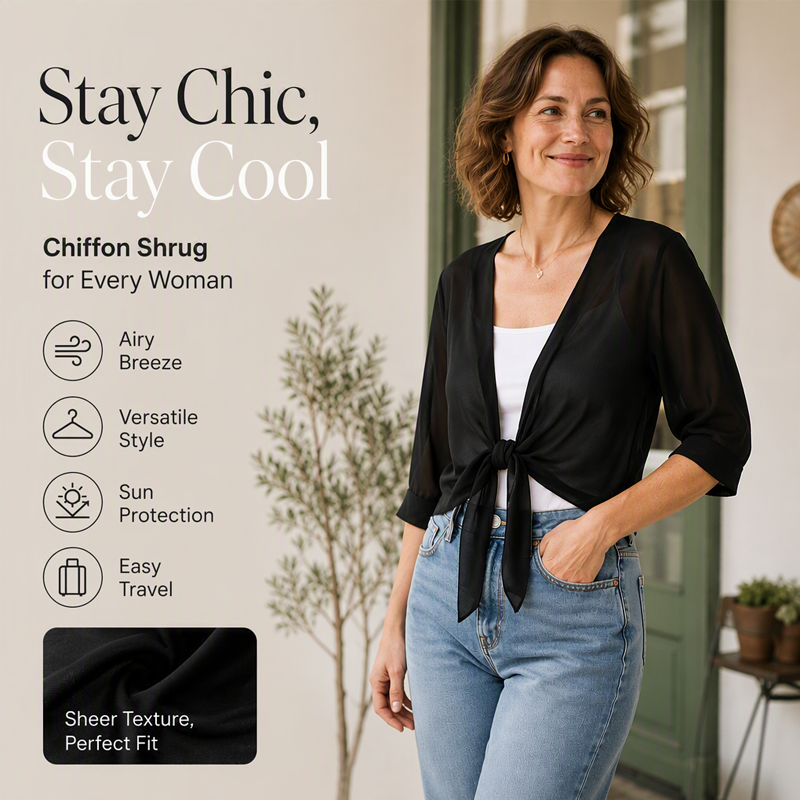 ⏳Time-Limited Special⏰Women's Chiffon Tie-Front Top – Summer Layering Essential 🍃
