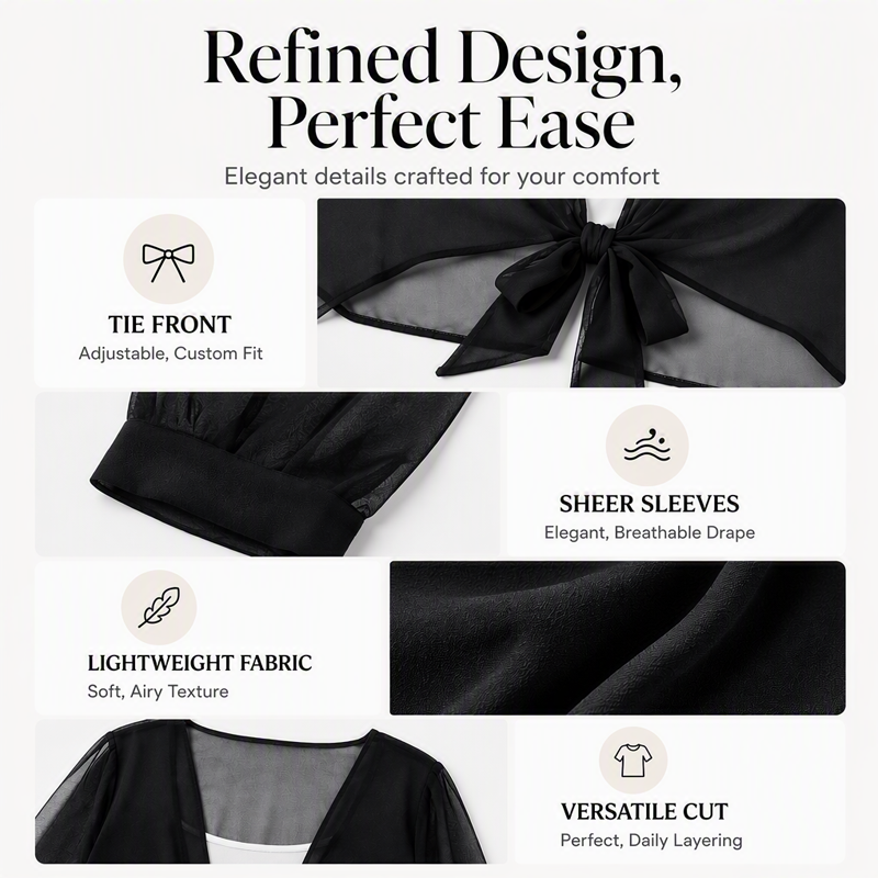 ⏳Time-Limited Special⏰Women's Chiffon Tie-Front Top – Summer Layering Essential 🍃