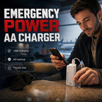 Portable Emergency Phone Charger AA Battery Powered Power Bank with LED Flashlight