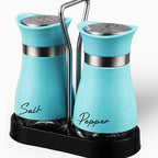 🐧Penguin Design Salt and Pepper Shaker Set, Transparent Glass Bottom Seasoning Dispenser, Large‑Mouth Refillable Spice Container for Kitchen Countertop