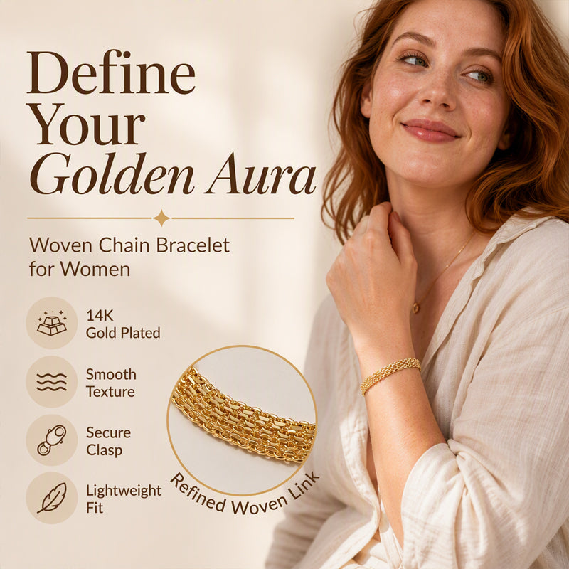 💫 14K Gold‑Plated Woven Mesh Bracelet – Glamorous, Eye‑Catching, Elegant ✨