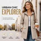 🌧️ Rain-Ready Comfort | Women's Water-Resistant Hooded Drawstring Jacket