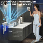 ✨ Wall-Mounted UV Toothbrush Sanitizer – 360° Sterilization, Human Induction & No-Drill Wireless Design – Cleaner Brushes, Fresher Bathroom