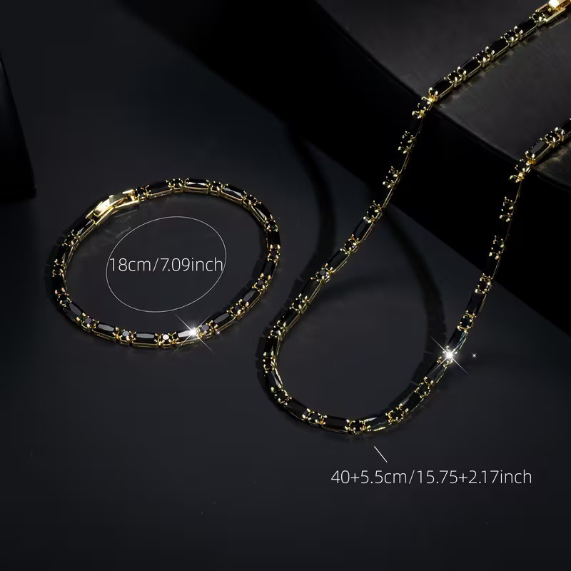 ⚡ Sparkling Jewelry Set for Men – Cubic Zircon Necklace & Bracelet Set