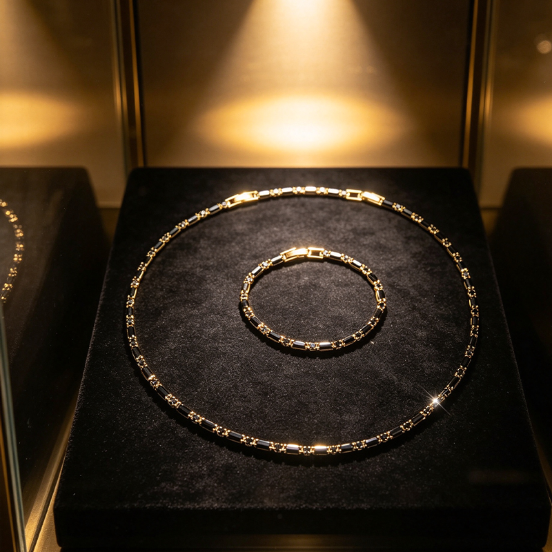 ⚡ Sparkling Jewelry Set for Men – Cubic Zircon Necklace & Bracelet Set