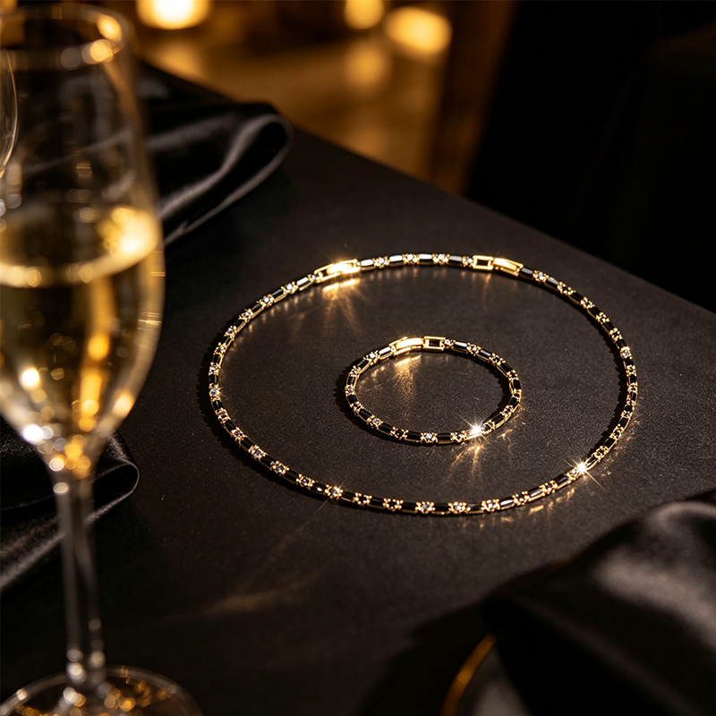 ⚡ Sparkling Jewelry Set for Men – Cubic Zircon Necklace & Bracelet Set