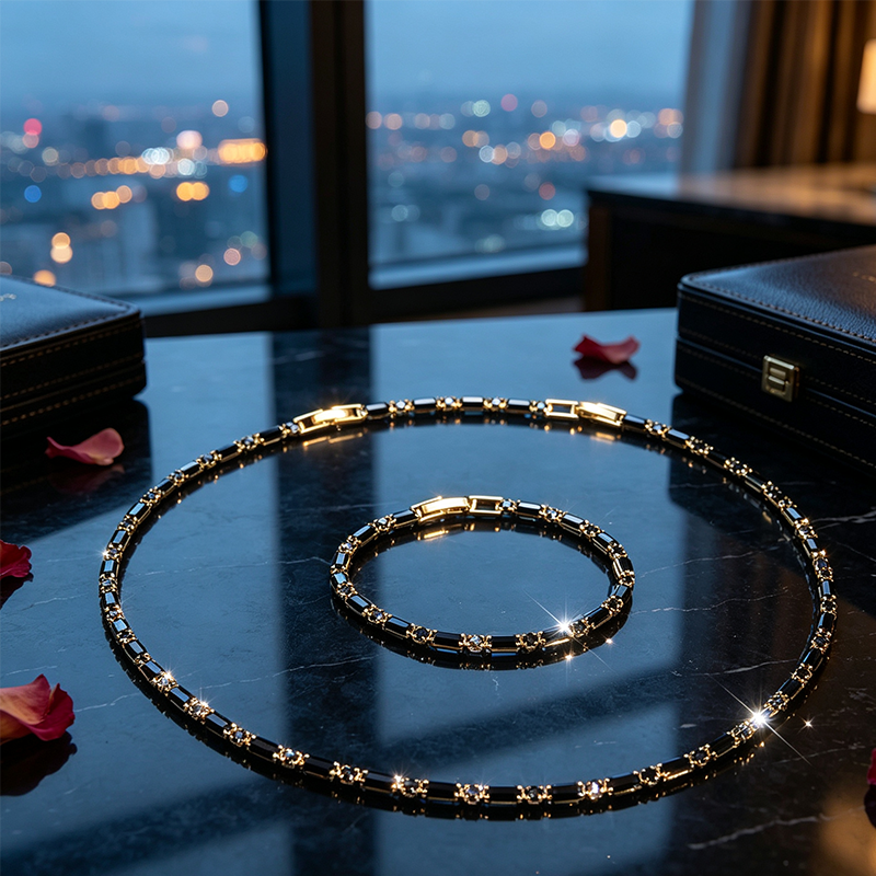 ⚡ Sparkling Jewelry Set for Men – Cubic Zircon Necklace & Bracelet Set