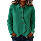 ✨ Easy Everyday Comfort | Women’s Waffle-Knit Irregular-Hem Button Top